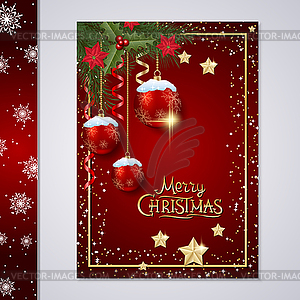 Christmas and New Year flyer vector template - vector clipart