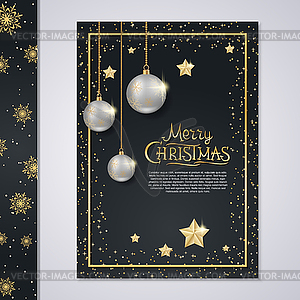 Christmas and New Year flyer vector template - vector image