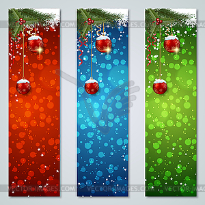 Christmas and New Year vertical banners vector set - vector clipart