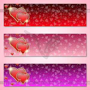 Valentine's Day vector banners templates - color vector clipart