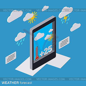 Mobile weather forecast vector concept - color vector clipart