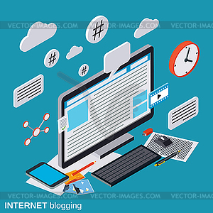 Internet blogging vector concept - vector clipart