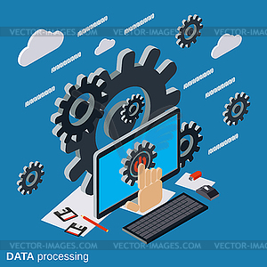 Data processing, cloud computing vector concept - vector image