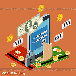 Mobile banking, money transfer vector concept - vector clip art