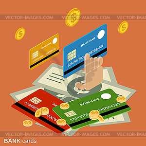 Bank cards vector concept - royalty-free vector clipart