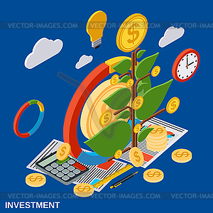 Investment, money tree vector concept - vector clip art