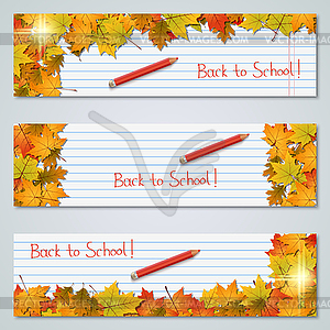 Back to school banners vector set - vector image