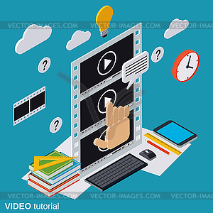 Video tutorial, online education vector concept - vector clip art