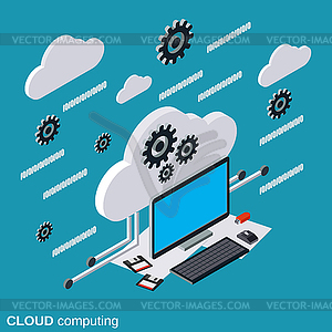 Cloud computing, data processing vector concept - vector image