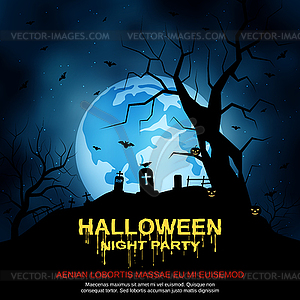 Halloween night vector background - vector clip art