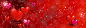 Valentine`s day red banner - vector clipart