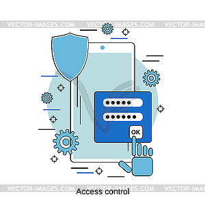 Векторный концепт контроля доступа - иллюстрация в векторном формате