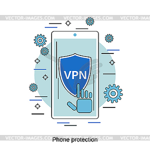 Phone protection vector concept - vector clip art