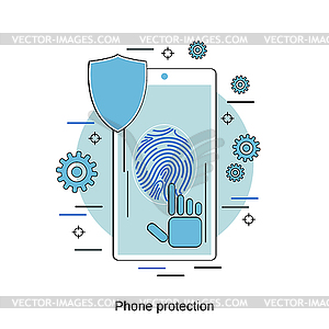 Phone protection vector concept - vector clipart / vector image