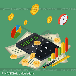 Financial calculations vector concept - color vector clipart