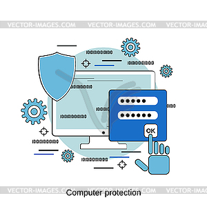 Векторный концепт защиты компьютера - изображение в формате EPS