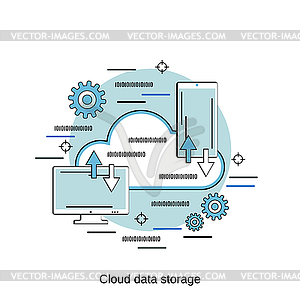 Cloud data storage vector concept - color vector clipart