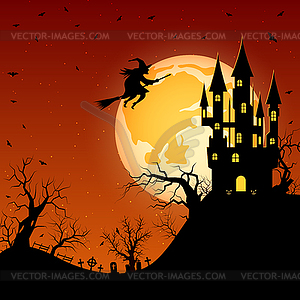 Halloween orange scary night vector background - vector image