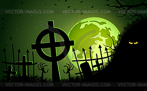 Halloween green scary night vector background - color vector clipart