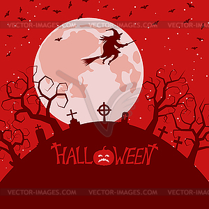 Halloween red scary night vector illustration - vector image