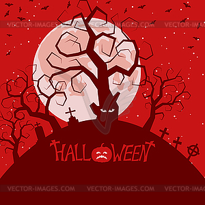 Хэллоуин красная страшная ночь векторные иллюстрации - векторный графический клипарт