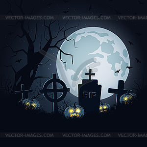 Хэллоуин темная страшная ночь Векторный фон - векторное изображение клипарта