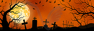 Halloween scary night vector banner template - vector clipart