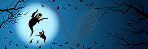 Halloween scary night vector banner template - vector clip art