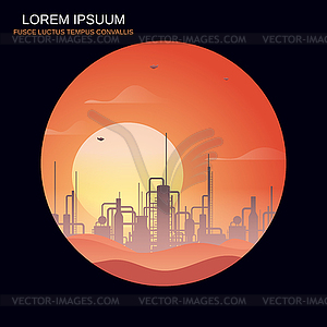 Oil refinery construction vector illustration - vector image