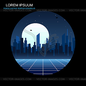 Ночная векторная иллюстрация большого города - графика в векторе