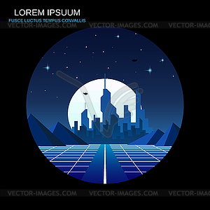 Big city night vector illustration - vector image