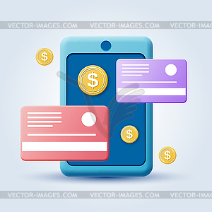 Mobile banking vector concept - vector clipart