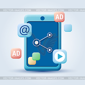 Векторная концепция вирусной рекламы - векторизованное изображение