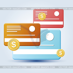 Bank cards vector concept - royalty-free vector clipart