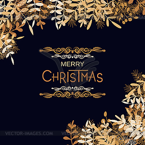 Christmas and New Year floral style vector illustration - vector clip art