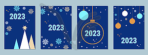 Christmas and New Year retro style vector flyers - vector clip art