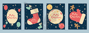 Christmas and New Year retro style vector flyers - color vector clipart