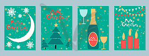 Christmas and New Year retro style vector flyers - vector image