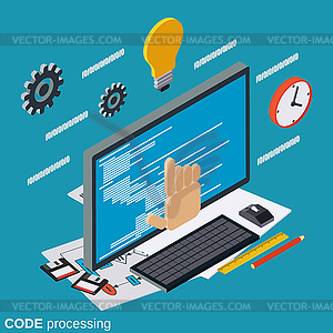 Code processing vector concept - color vector clipart