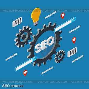 SEO optimization process, information processing, - vector image