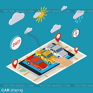 Car sharing vector concept - royalty-free vector clipart