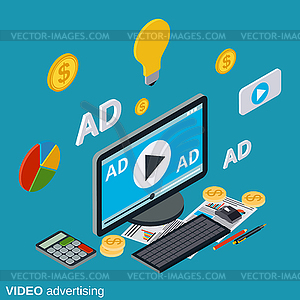 Video advertising vector concept - vector clipart