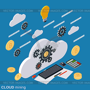 Cryptocurrency cloud mining vector concept - vector image