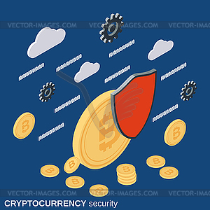 Концепция вектора безопасности криптовалюты - изображение в формате EPS