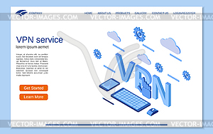 VPN service flat 3d isometric vector concept - vector clip art