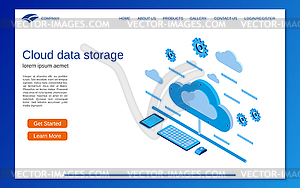 Cloud data storage flat 3d isometric vector concept - vector clipart