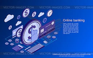 Online banking vector concept - royalty-free vector clipart