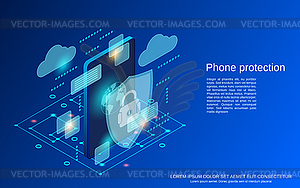 Phone protection vector concept - vector image