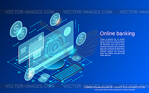 Векторная концепция онлайн-банкинга - изображение векторного клипарта