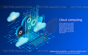 Векторная концепция облачных вычислений - изображение в векторе / векторный клипарт